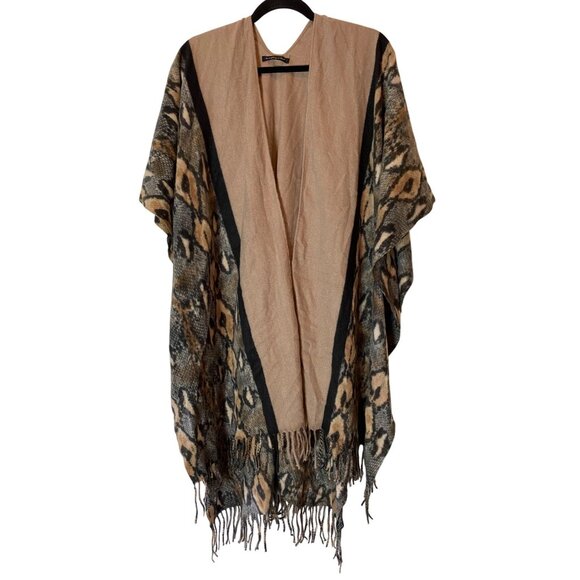 Do Everything In Love Animal Print Kimono Cardigan Fringe One Size - Picture 1 of 8